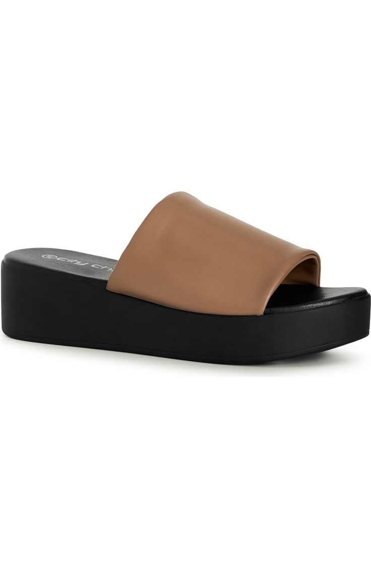 Luna Black Leather Slide