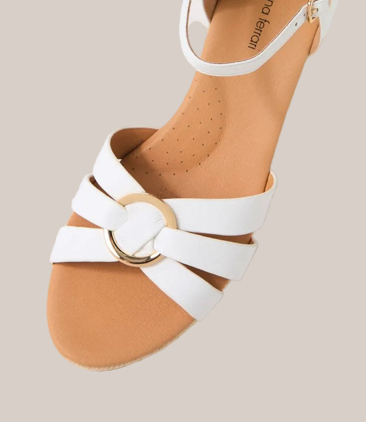 Serena White Leather Sandal